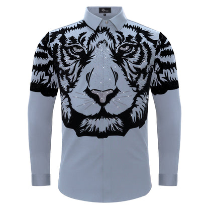 Tiger's Wrath Button-Up Shirt SKY/BLUE GUN - Dudes Boutique