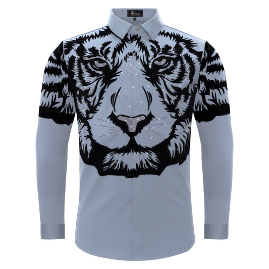 Tiger's Wrath Button-Up Shirt SKY/BLUE GUN - Dudes Boutique