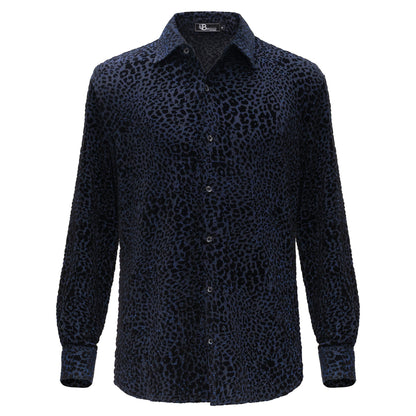 Dinner and Drinks Button-Up Shirt BLACK/BLUE - Dudes Boutique
