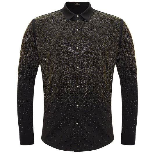 Super Nova Button-Up Shirt BLACK/GOLD - Dudes Boutique