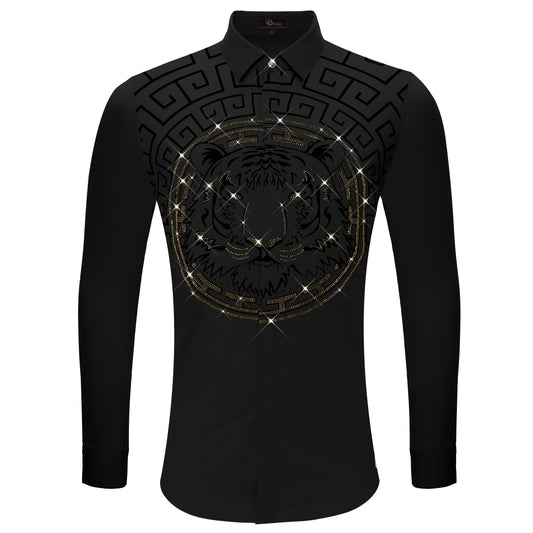 Fierce Frenzy Button-Up Shirt BLACK - Dudes Boutique