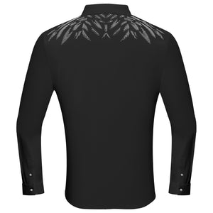 Heavenly Wings Button-Up Shirt BLACK/SILVER - Dudes Boutique