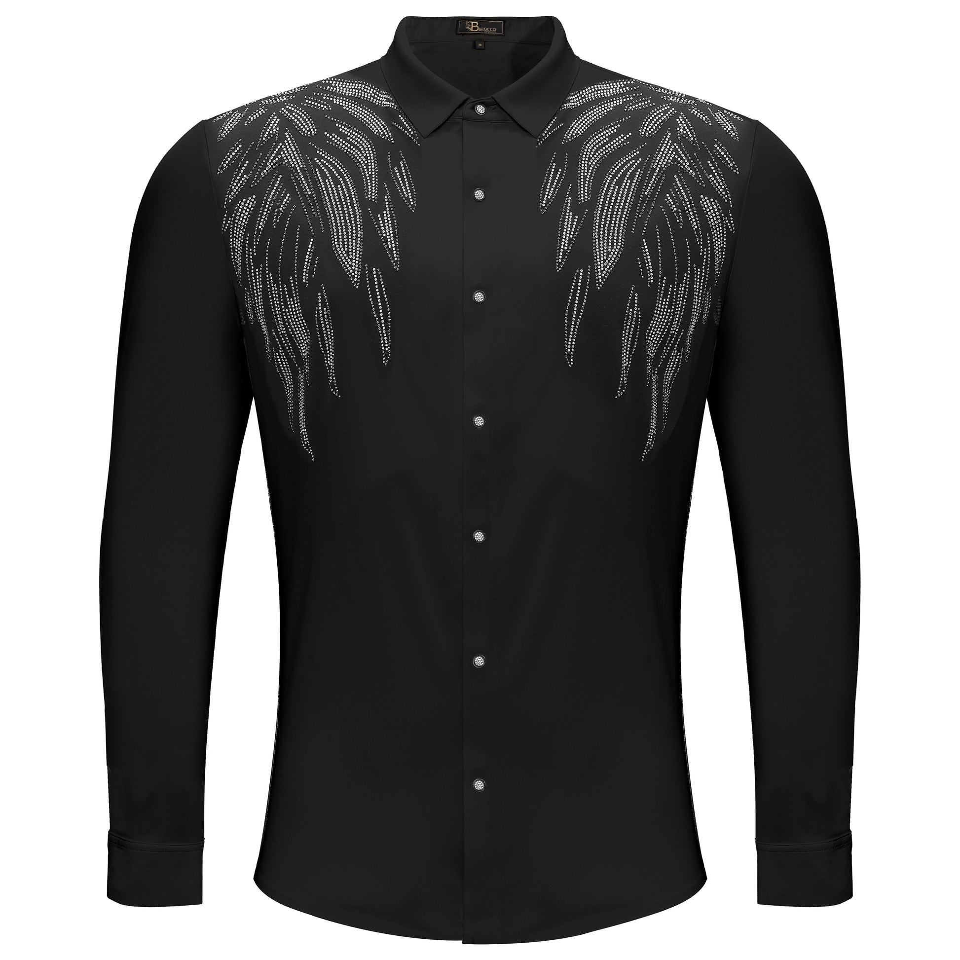 Heavenly Wings Button-Up Shirt BLACK/SILVER - Dudes Boutique