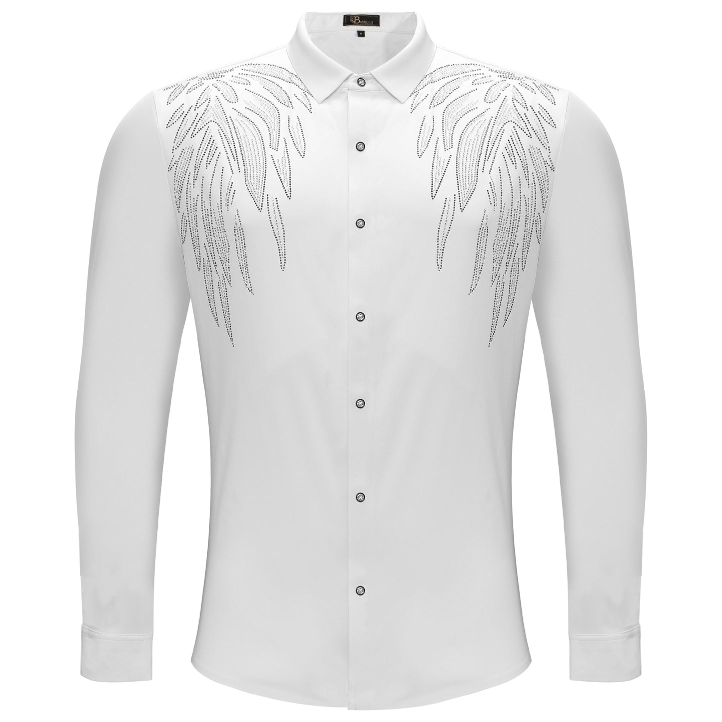 Heavenly Wings Button-Up Shirt WHITE/SILVER - Dudes Boutique