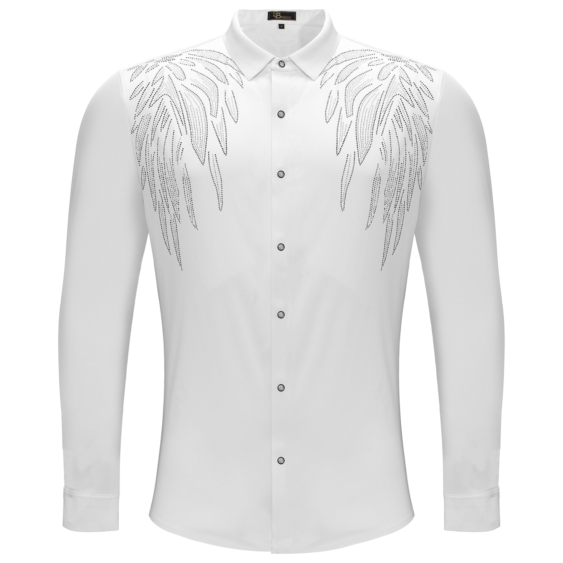 Heavenly Wings Button-Up Shirt WHITE/SILVER - Dudes Boutique