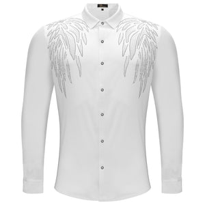 Heavenly Wings Button-Up Shirt WHITE/SILVER - Dudes Boutique