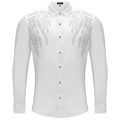 Heavenly Wings Button-Up Shirt WHITE/SILVER - Dudes Boutique