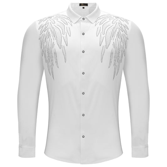 Heavenly Wings Button-Up Shirt WHITE/SILVER - Dudes Boutique