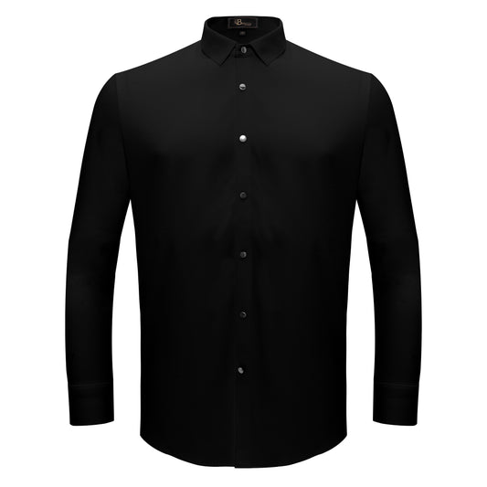 Silver Sophistication Button-Up Shirt BLACK - Dudes Boutique