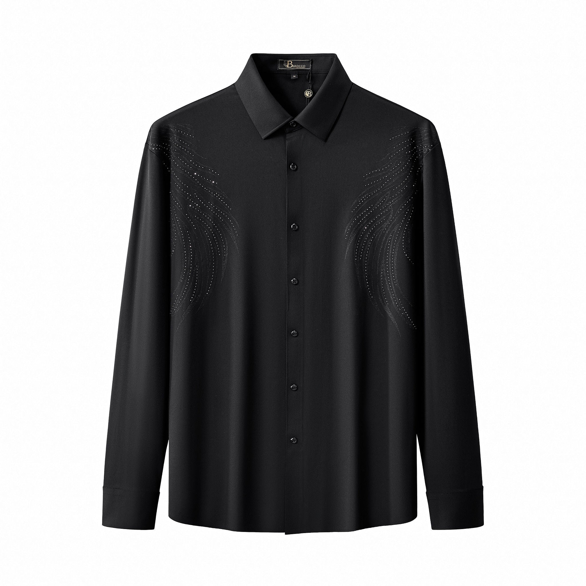 Midnight Wave Embellished LS Shirt BLACK