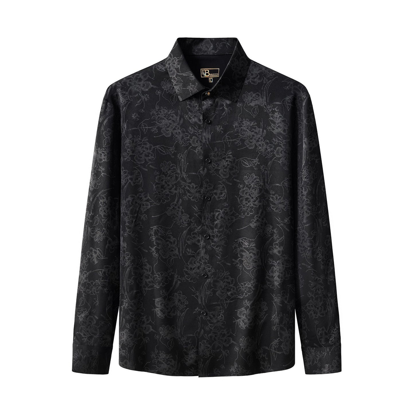 Eminence Floral Jacquard Stitchless LS Shirt BLACK