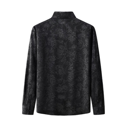 Eminence Floral Jacquard Stitchless LS Shirt BLACK