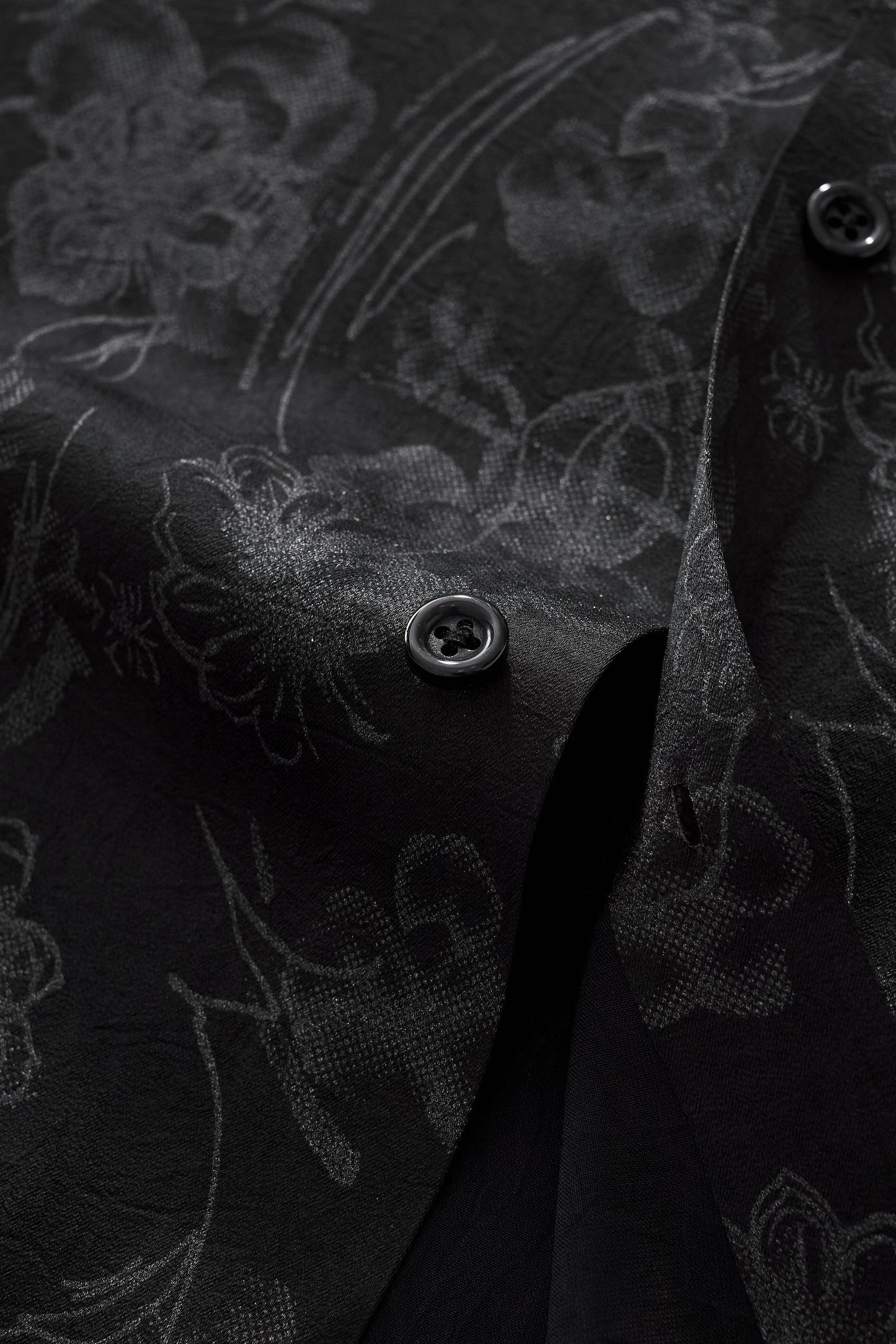 Eminence Floral Jacquard Stitchless LS Shirt BLACK