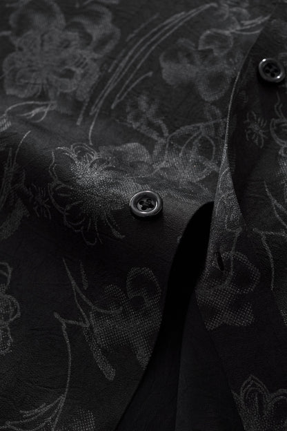 Eminence Floral Jacquard Stitchless LS Shirt BLACK