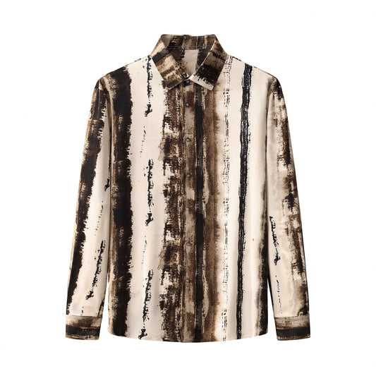 Barocco Echelon Brushstroke Stitchless LS Shirt CREAM