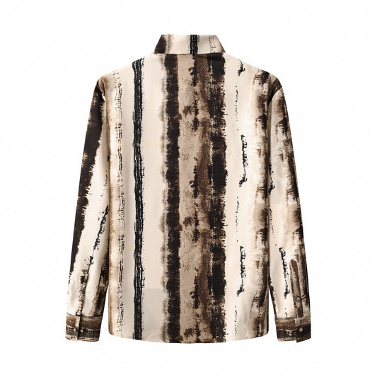 Barocco Echelon Brushstroke Stitchless LS Shirt CREAM