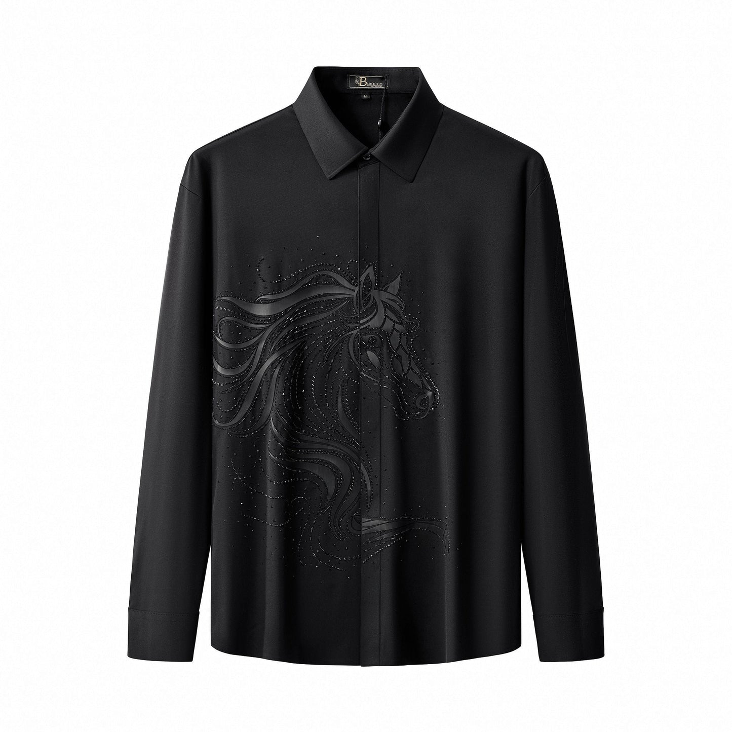 Barocco Stallion Embellished LS Shirt BLACK/BLACK