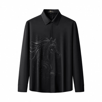 Barocco Stallion Embellished LS Shirt BLACK/BLACK