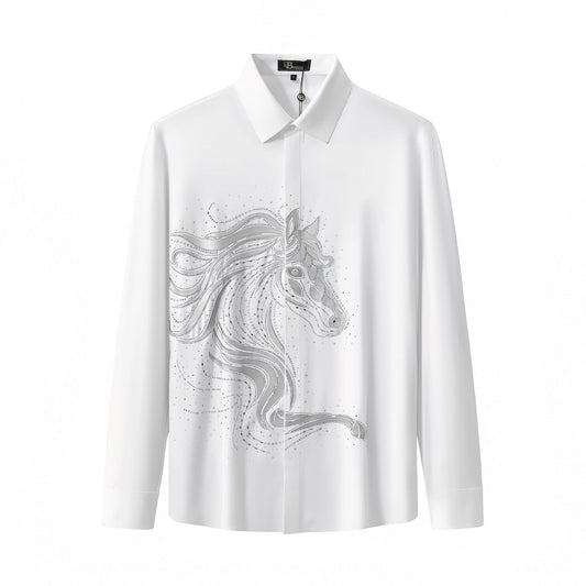 Stallion Embellished LS Shirt WHITE