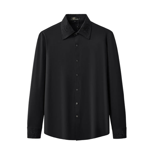 Regal Lace Crystal Dress Shirt BLACK