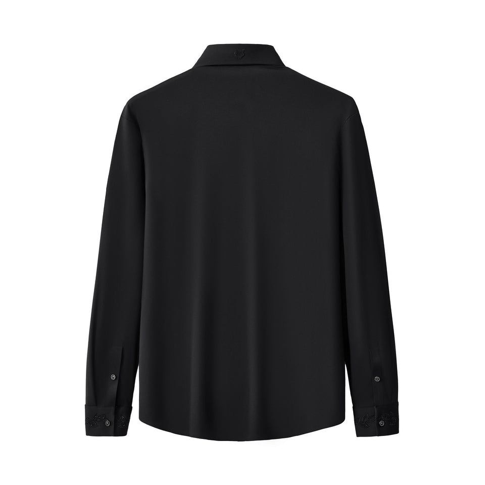 Regal Lace Crystal Dress Shirt BLACK