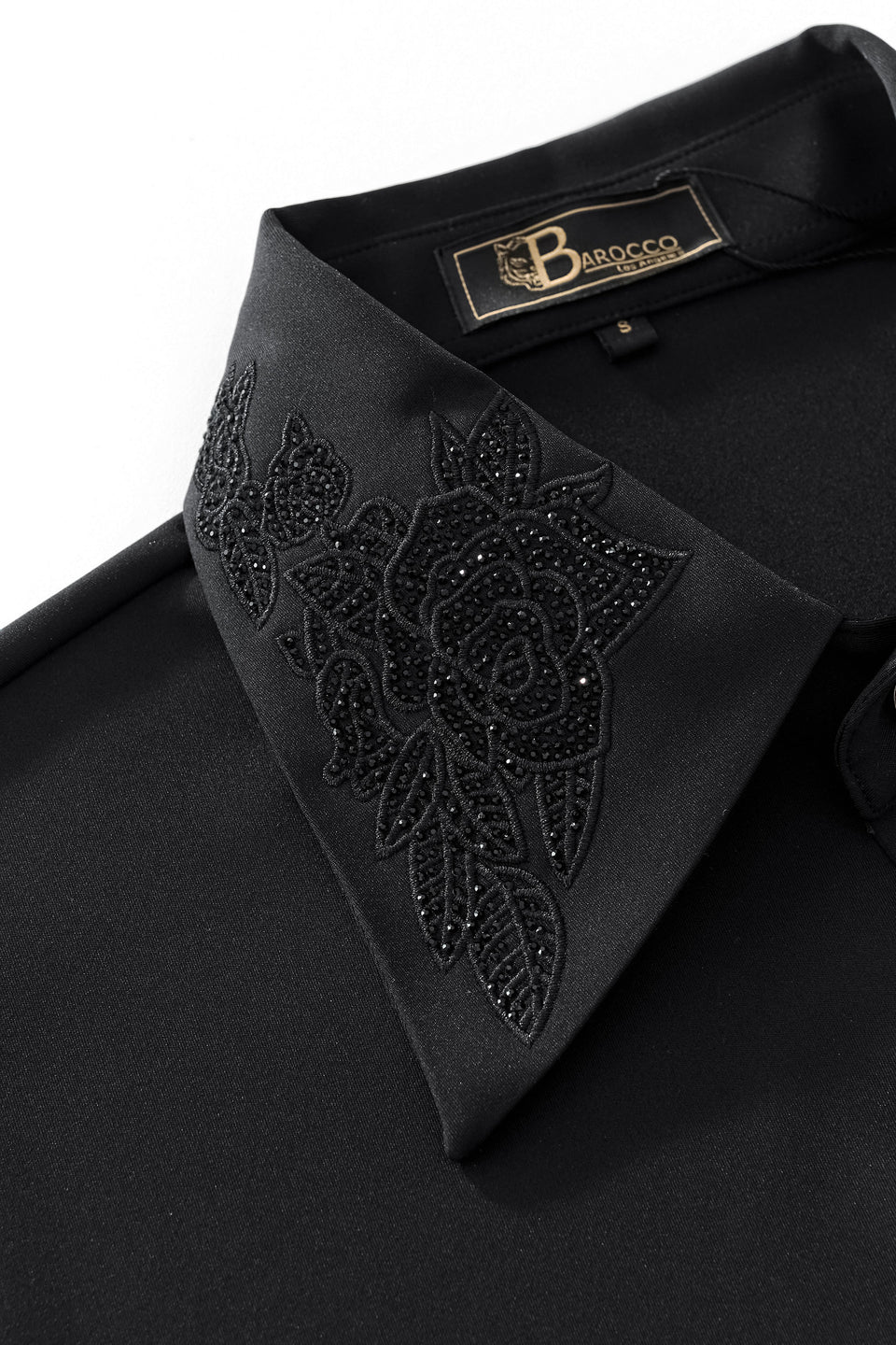 Regal Lace Crystal Dress Shirt BLACK