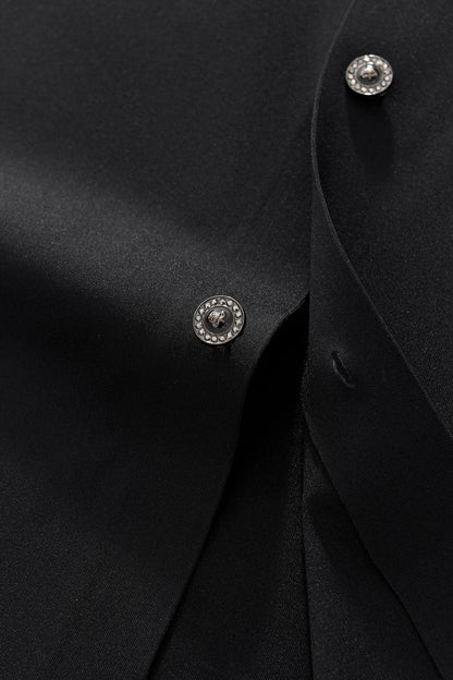 Regal Lace Crystal Dress Shirt BLACK
