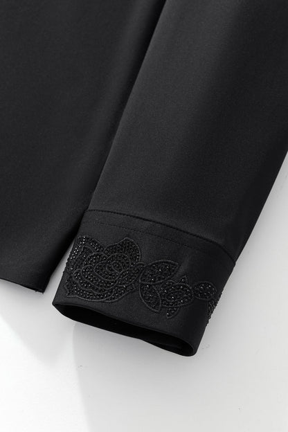 Regal Lace Crystal Dress Shirt BLACK