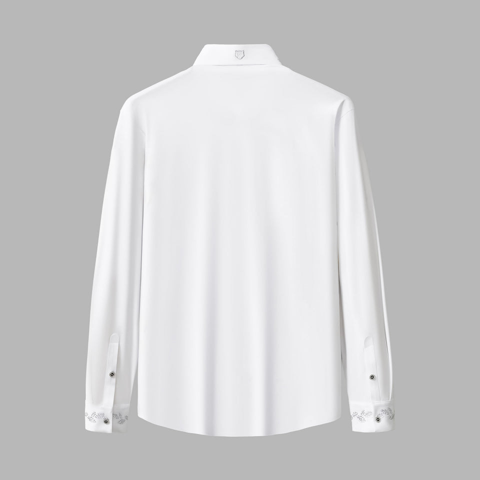Regal Lace Crystal Dress Shirt WHITE