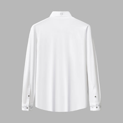 Regal Lace Crystal Dress Shirt WHITE