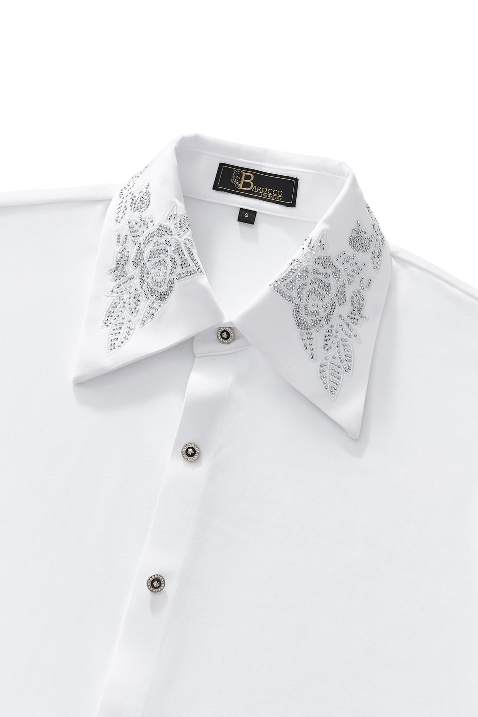 Regal Lace Crystal Dress Shirt WHITE