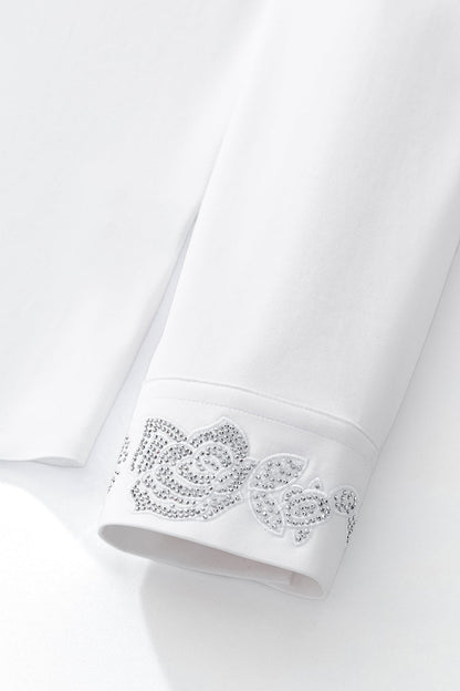 Regal Lace Crystal Dress Shirt WHITE