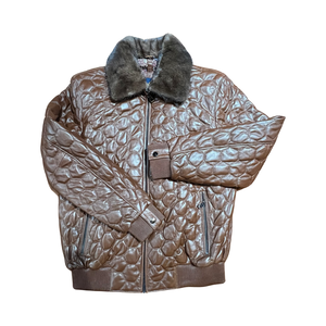 Barya NewYork Chocolate Quilted Lambskin Detachable Mink Collar Jacket - Dudes Boutique