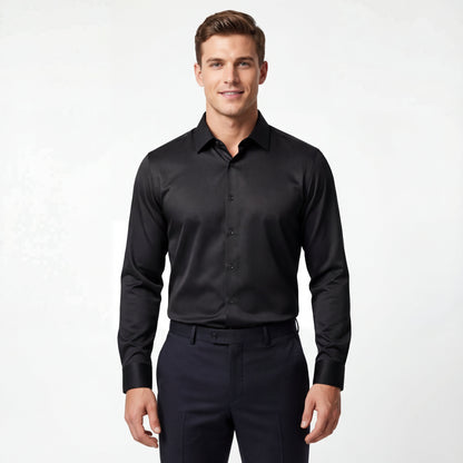 SIGNATURE SATIN STITCHLESS LS Shirt BLACK