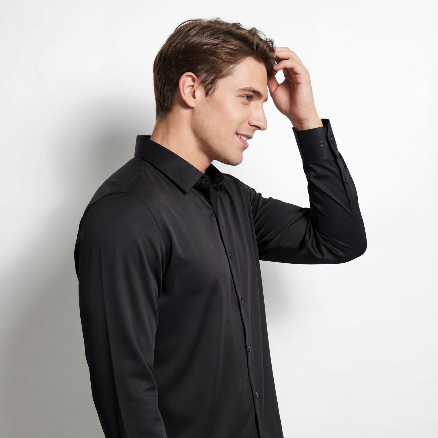 SIGNATURE SATIN STITCHLESS LS Shirt BLACK