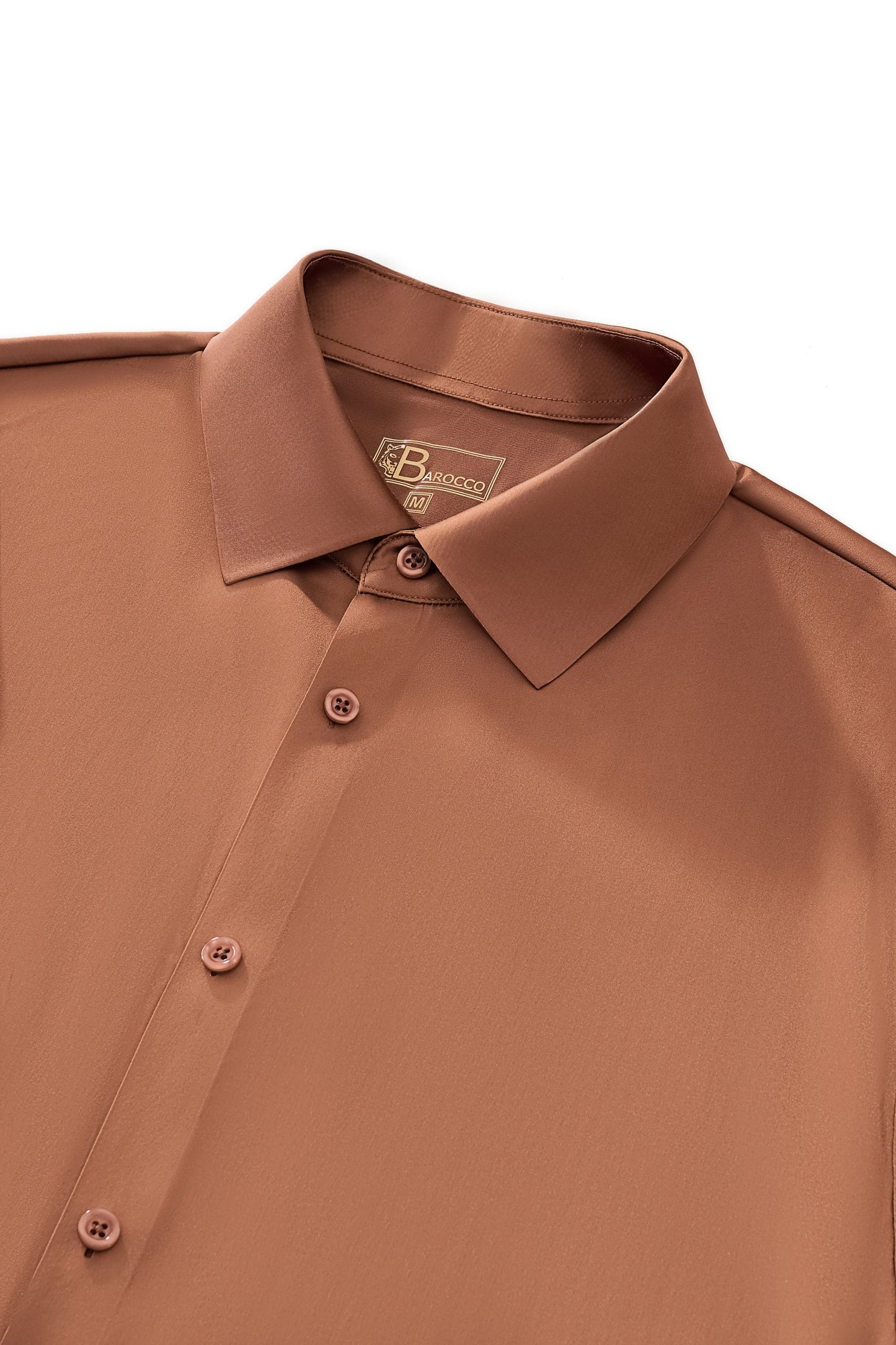 SIGNATURE SATIN STITCHLESS LS Shirt COFFEE