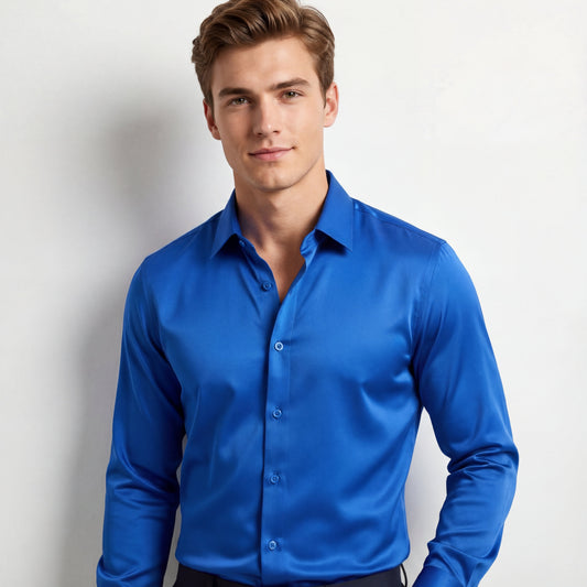 SIGNATURE SATIN STITCHLESS LS Shirt FRENCH BLUE