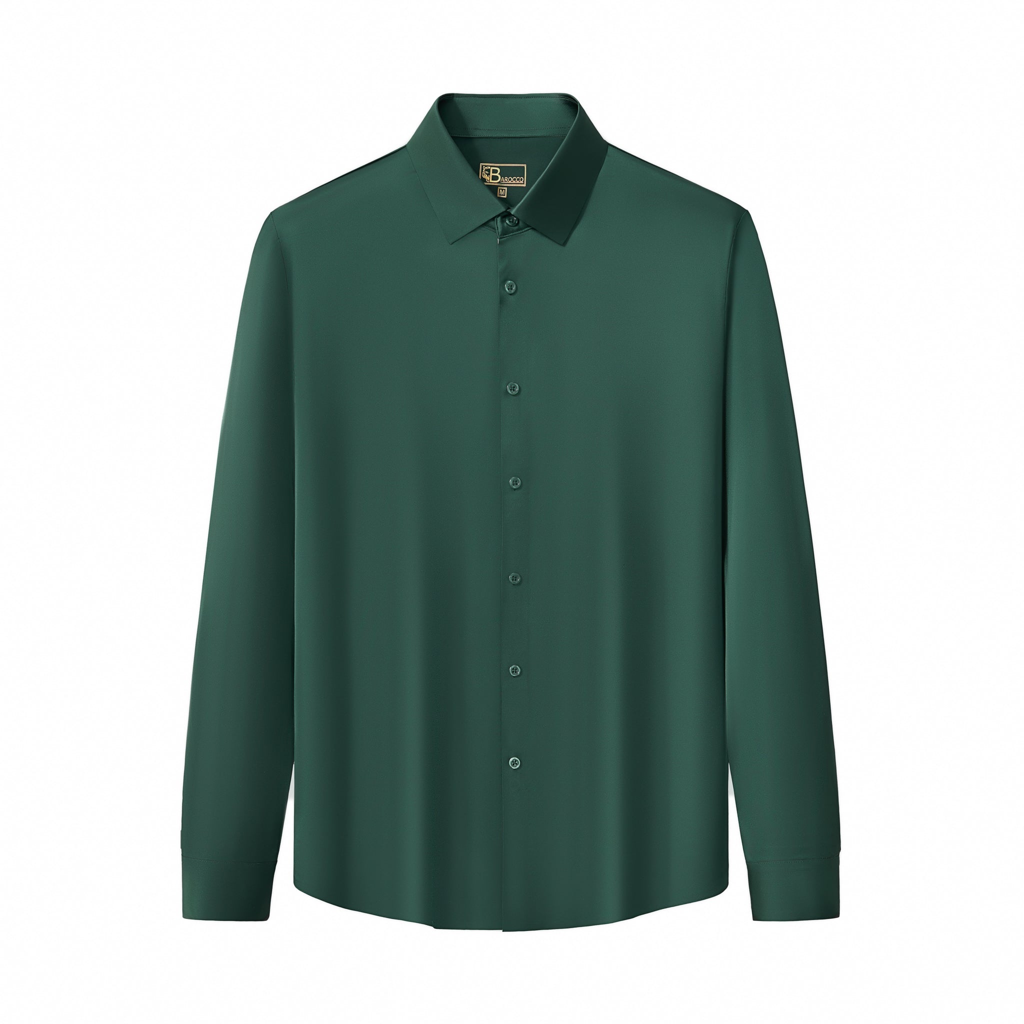 SIGNITURE SATIN STITCHLESS LS Shirt FOREST GREEN