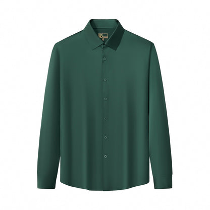 SIGNATURE SATIN STITCHLESS LS Shirt FOREST GREEN