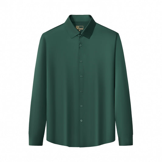 SIGNATURE SATIN STITCHLESS LS Shirt FOREST GREEN