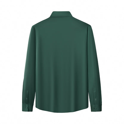SIGNATURE SATIN STITCHLESS LS Shirt FOREST GREEN