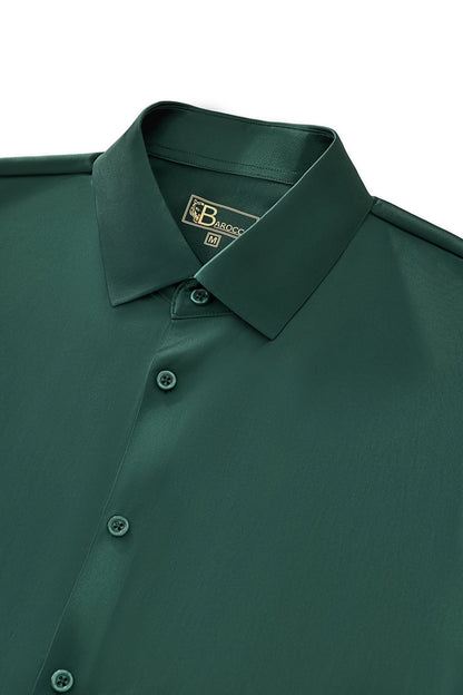 SIGNATURE SATIN STITCHLESS LS Shirt FOREST GREEN