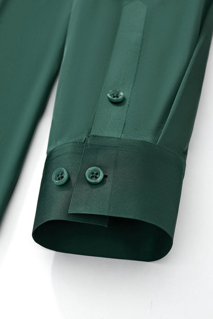 SIGNATURE SATIN STITCHLESS LS Shirt FOREST GREEN