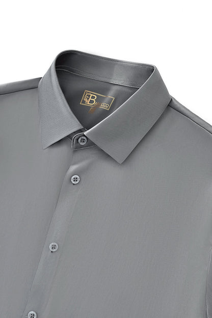 SIGNATURE SATIN STITCHLESS LS Shirt GREY