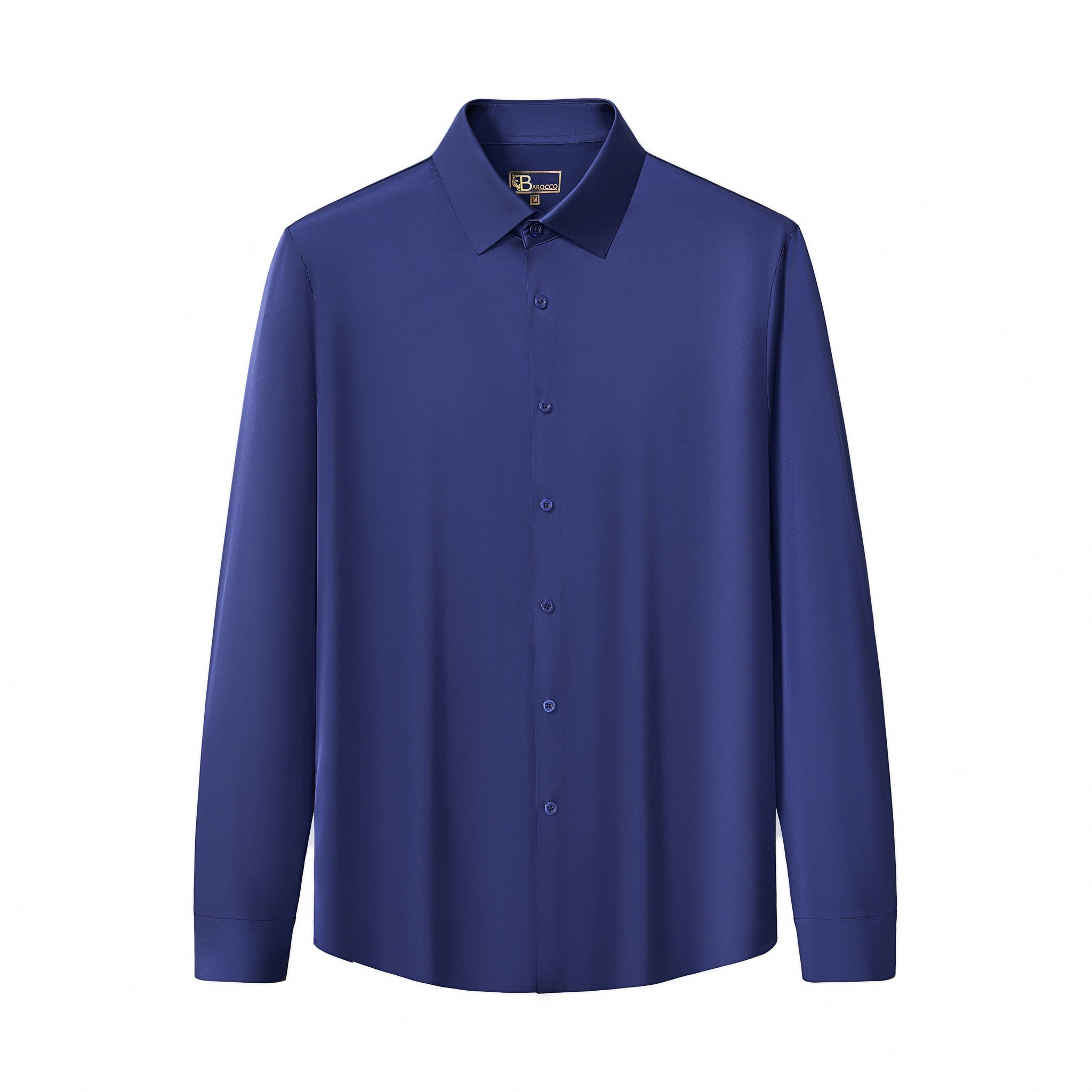 SIGNITURE SATIN STITCHLESS LS Shirt NAVY