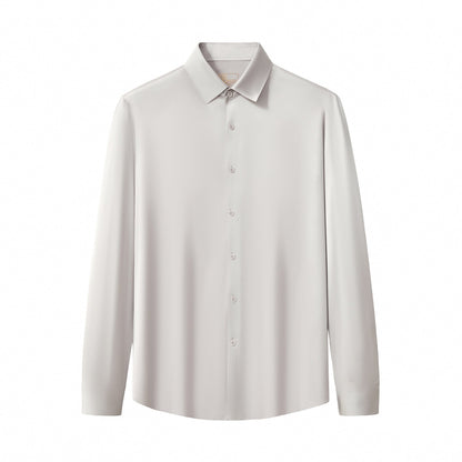 SIGNATURE SATIN STITCHLESS LS Shirt SILVER