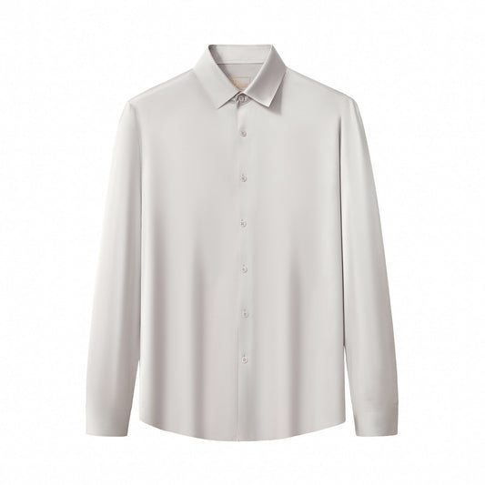 SIGNATURE SATIN STITCHLESS LS Shirt SILVER