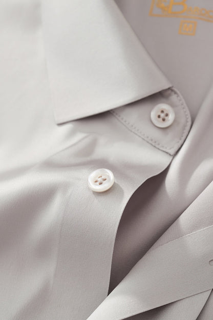 SIGNATURE SATIN STITCHLESS LS Shirt SILVER