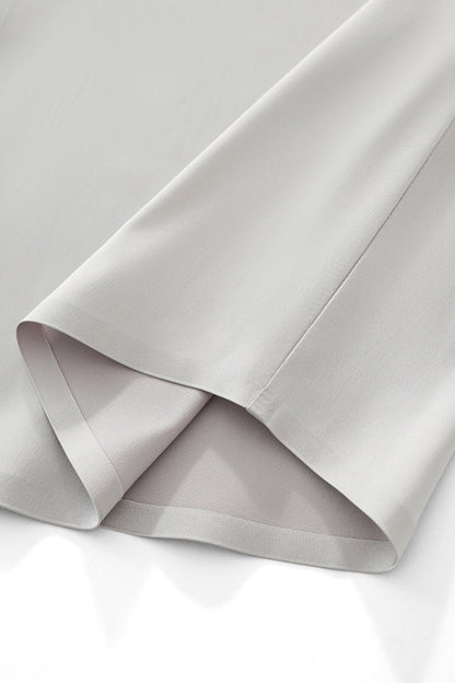 SIGNATURE SATIN STITCHLESS LS Shirt SILVER