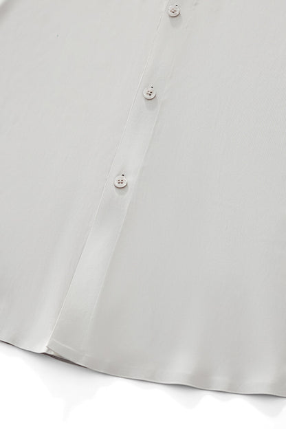 SIGNATURE SATIN STITCHLESS LS Shirt SILVER